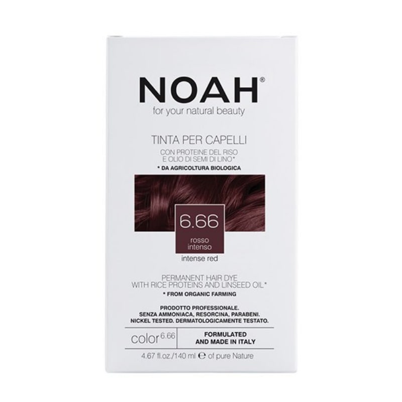 Noah Hair Dye 6.66 Colour Red Intense - Βιολογική Βαφή Μαλλιών 6.66 Έντονο Κόκκινο 140ml
