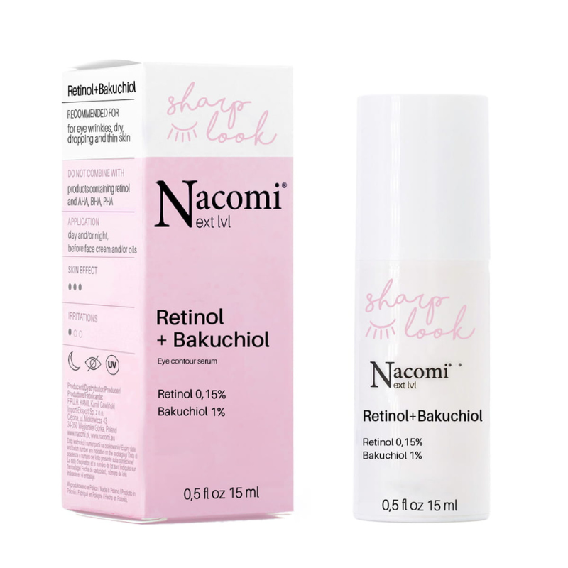Αντιρυτιδικός Ορός Ματιών Με Ρετινόλη & Bakuchiol - Nacomi Anti-Wrinkle Eye Serum Retinol 0,15% & Bakuchiol 1% 15ml